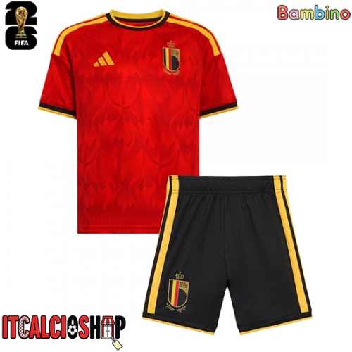 Belgio Amadou Onana #24 Prima Maglia Bambino Mondiali 2026 Manica Corta (+ Pantaloni corti)